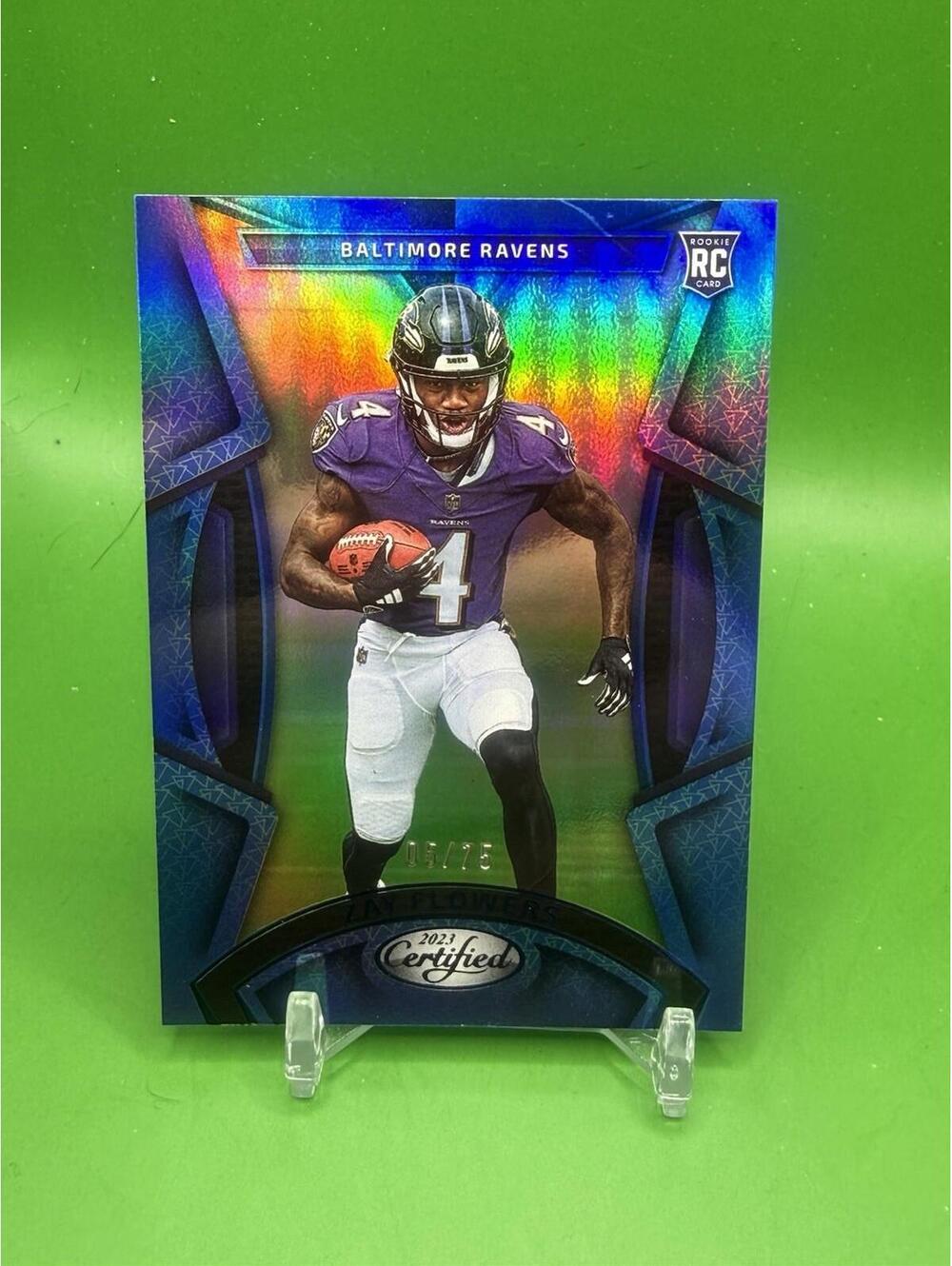 2025 Certified Zay Flowers Blue Mirror Prizm #5/75 Rookie RC 185